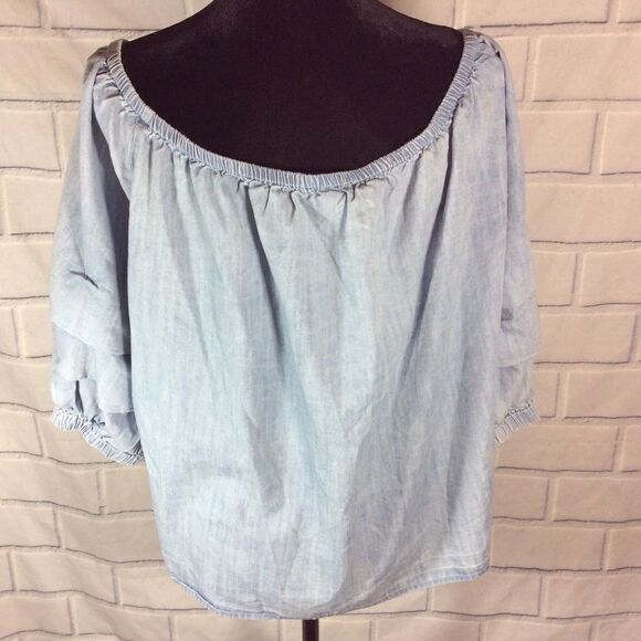 Lane bryant Blue Ruffle Short Sl Shirt Size 22/24 - Picture 5 of 6
